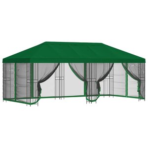 vidaXL Gazebo avec murs latéraux 6 x 3 m Vert Polyester et Acier 190