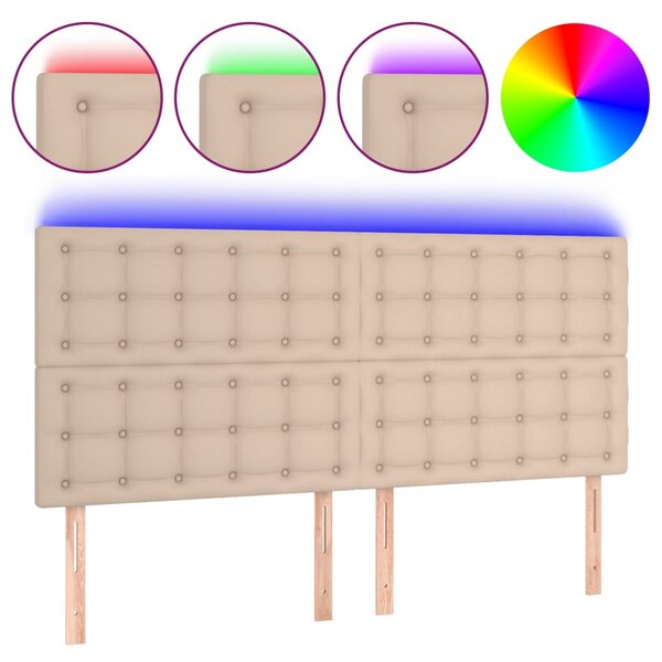 vidaXL Tête de lit à LED Cappuccino 160x5x118/128 cm Similicuir