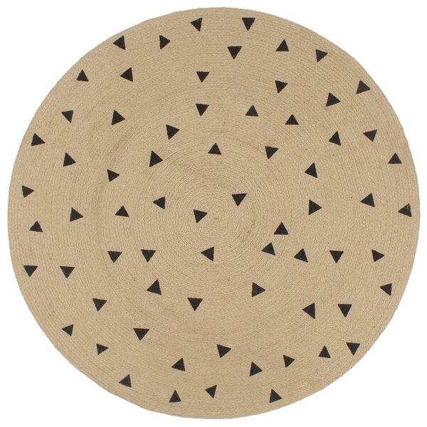 vidaXL Tapis fait à la main Jute avec imprimé à triangles 90 cm