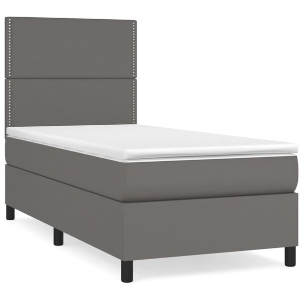 vidaXL Sommier à lattes de lit avec matelas Gris 100x200 cm Similicuir