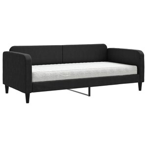 vidaXL Lit de jour avec matelas noir 90x200 cm tissu