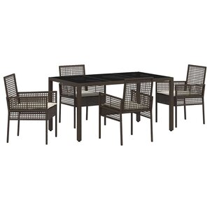 vidaXL Ensemble de salle à manger pour jardin 5 Pièces Marron polyrotin