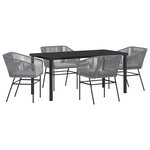 vidaXL Ensemble de salle à manger de jardin 5 pièces avec coussins en poly rotin gris