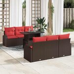 vidaXL Ensemble de canapé de jardin 7 Pièces Marron Poly rotin