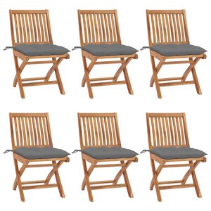 vidaXL Chaises pliables de jardin avec coussins lot de 6 Bois de teck