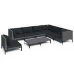 vidaXL Salon de jardin 8 Pièces avec coussins Résine tressée Gris foncé