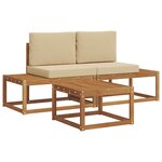 vidaXL Ensemble de canapés d'extérieur avec coussin 3 Pièces Naturel