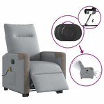 vidaXL Fauteuil inclinable de massage électrique Gris clair Tissu
