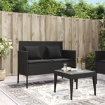 vidaXL Banc de jardin avec coussins noir résine tressée
