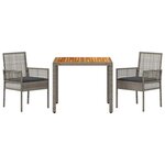 vidaXL Ensemble de jardin de 3 pièces avec coussins en rotin poly gris.