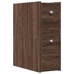 vidaXL Armoire de salle de bain étroite avec roulettes chêne marron