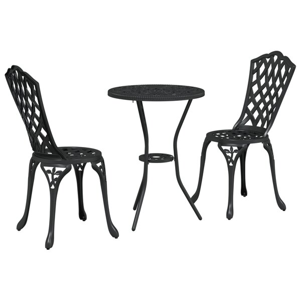 Ensemble de Bistro 3 Pièces vidaXL Noir en Aluminium