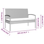 vidaXL Banc de jardin avec coussin marron 105 cm résine tressée