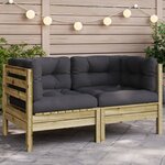 vidaXL Canapé d'angle de jardin avec coussins bois de pin imprégné