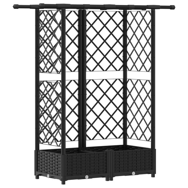 vidaXL Lit Élevé avec Treillis et Toit Noir 124 x 40 x 121 cm PP