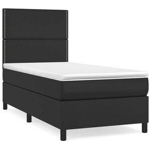 vidaXL Sommier à lattes de lit avec matelas Noir 100x200 cm Similicuir