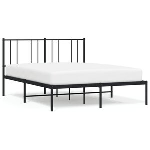 vidaXL Cadre de lit métal sans matelas avec tête de lit noir 120x200cm