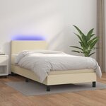 vidaXL Sommier à lattes de lit avec matelas et LED Crème 90x200cm