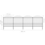 vidaXL Clôture de jardin à dessus en lance Acier (1 75-2)x6 8 m Noir