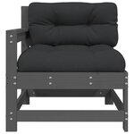 vidaXL Chaises de jardin et coussins lot de 2 gris bois de pin massif