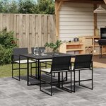 vidaXL Ensemble à manger de jardin coussins 5Pièces noir résine tressée