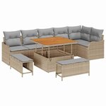 vidaXL Ensemble de canapé de jardin 9 Pièces Beige polyrotin