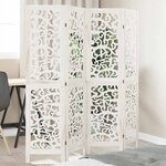 vidaXL Cloison de séparation 4 panneaux blanc bois de paulownia massif