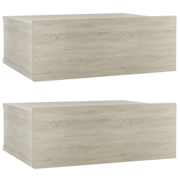 vidaXL Tables de chevet flottantes 2 Pièces Chêne sonoma Bois ingénierie
