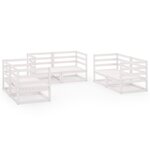 Salon de jardin meuble d'extérieur ensemble de mobilier 6 pièces blanc bois de pin massif 02_0016975