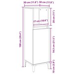 vidaXL Cabinet de salle de bain avec porte Chêne noir 30 x 30 x 100 cm