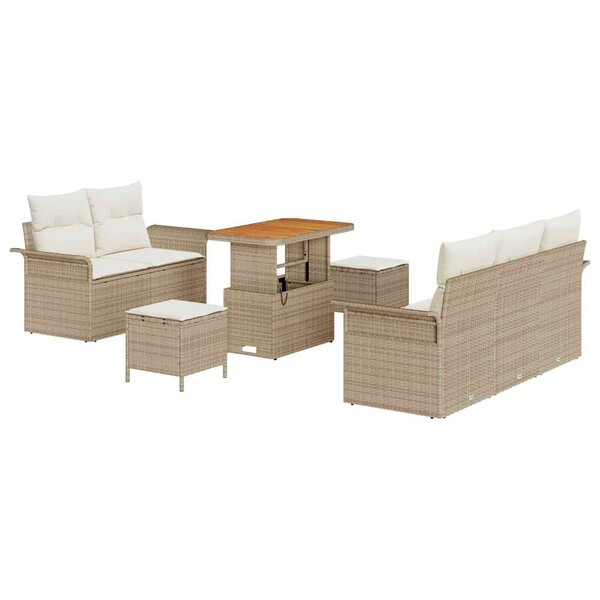vidaXL Ensemble de canapé de jardin avec coussin 8 Pièces Beige et crème