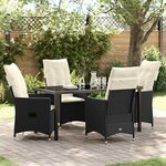 vidaXL Ensemble de salle à manger pour jardin 5 Pièces Noir Poly rotin