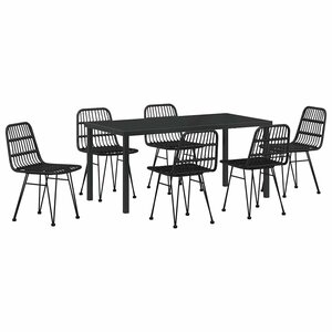 vidaXL Ensemble de salle à manger pour jardin 7 Pièces Noir