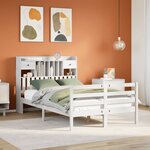 vidaXL Lit bibliothèque sans matelas blanc 135x190 cm bois pin massif