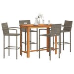 vidaXL Ensemble de bar de jardin 5 Pièces gris bois massif acacia rotin