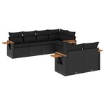 vidaXL Salon de jardin 7 Pièces avec coussins noir résine tressée