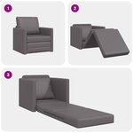 vidaXL Sofa Bed au Sol 2-en-1 Gris 74x77x81 cm en Simili Cuir