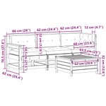 vidaXL Salon de jardin 4 Pièces avec coussins blanc bois de pin massif