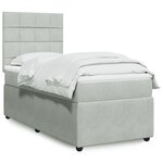 vidaXL Sommier à lattes de lit et matelas Gris clair 100x200cm Velours