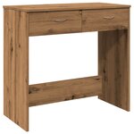Bureau table poste de travail meuble d'ordinateur informatique étude chêne artisanal 80 x 40 x 75 cm bois d'ingénierie brun 02_0023560