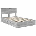 vidaXL Lit de Rangement Gris Sonoma 120 x 190 cm Bois d'ingénierie