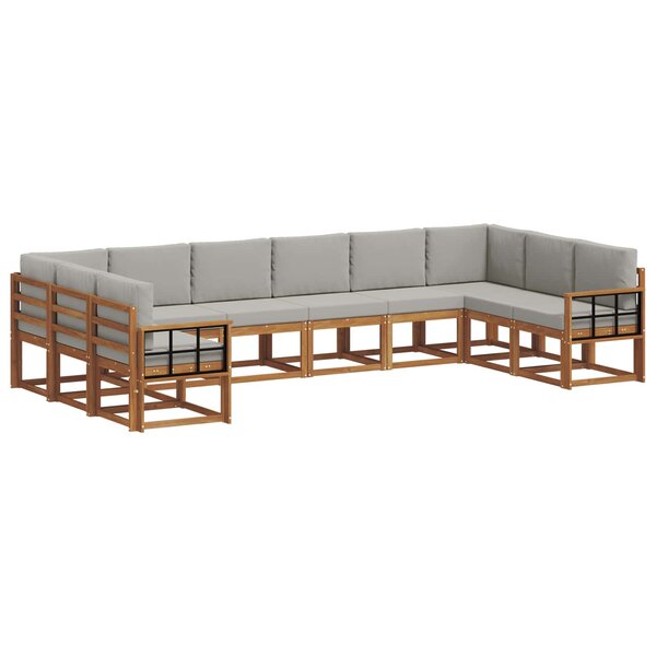 vidaXL Ensemble de canapés d'extérieur 10 Pièces Gris Naturel et Clair
