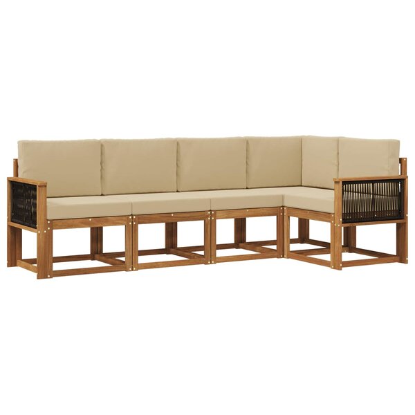 vidaXL Ensemble de canapés d'extérieur 5 pc Naturel et Beige Polyester