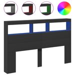 vidaXL Armoire tête de lit avec LED noir 160x17x102 cm