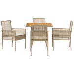 vidaXL Ensemble de salle à manger de jardin 5 pièces avec coussins Beige Poly Rotin