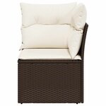 vidaXL Canapé d'angle de jardin avec coussins marron résine tressée