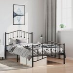 vidaXL Cadre de lit métal sans matelas avec pied de lit noir 100x190cm