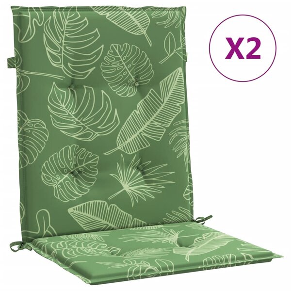 vidaXL Coussins de chaise à dossier bas lot de 2 modèle de feuille