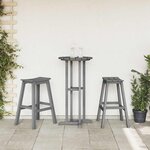 vidaXL Ensemble de bar de jardin 3 Pièces Gris clair HDPE