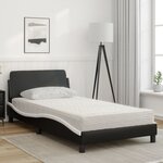 vidaXL Lit avec matelas Dover noir et blanc 100x200 cm similicuir